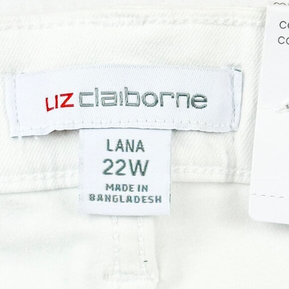 Liz Claiborne Womens Lana High-Rise Straight Leg White Denim Jeans Plus Size 22W - Picture 6 of 12